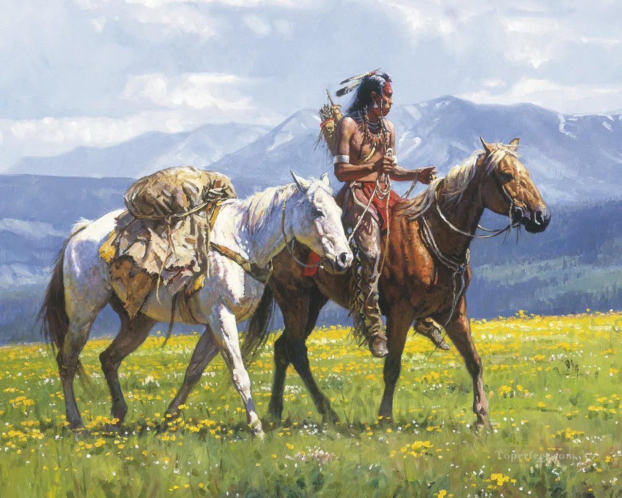 西部アメリカン・インディアン 25油絵